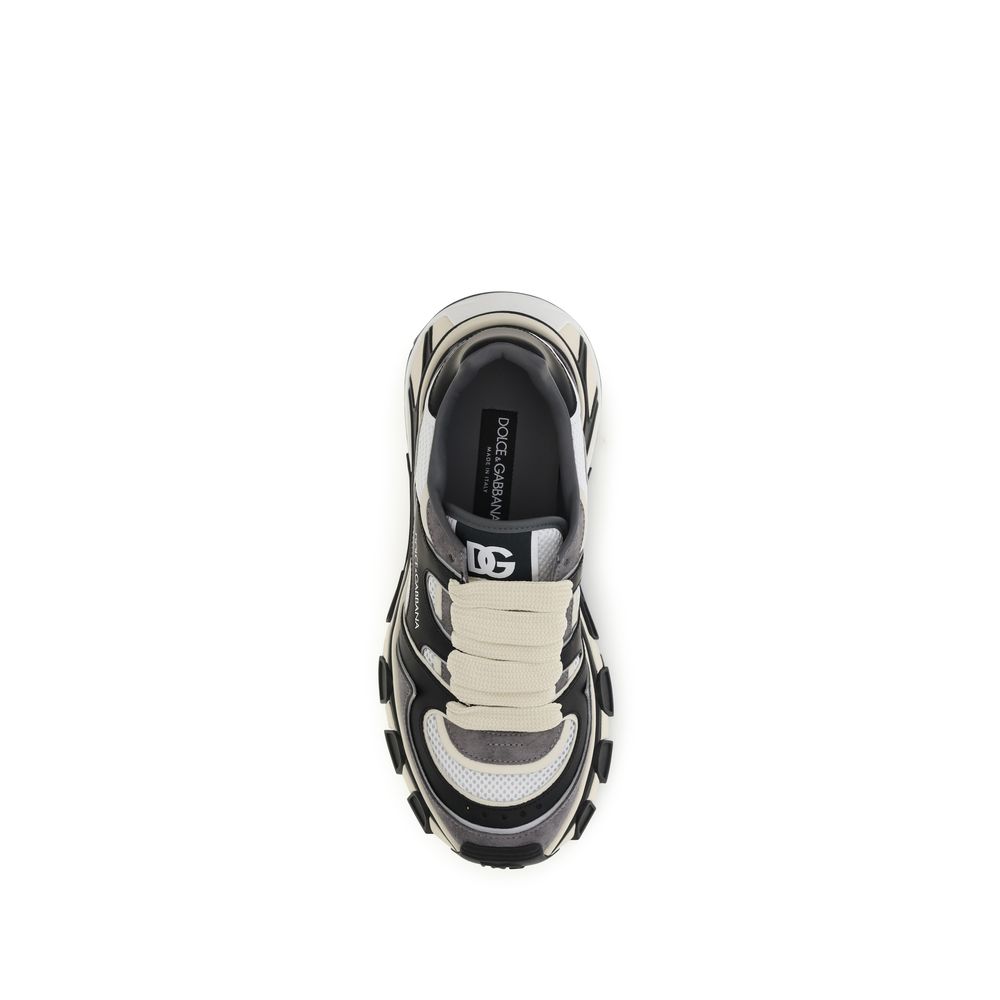 Dolce & Gabbana Gray Calf Leather Chunky Sneakers