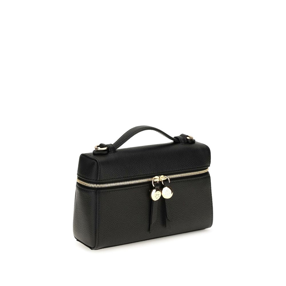 Tory Burch Black Calf Leather Top Handle Bag