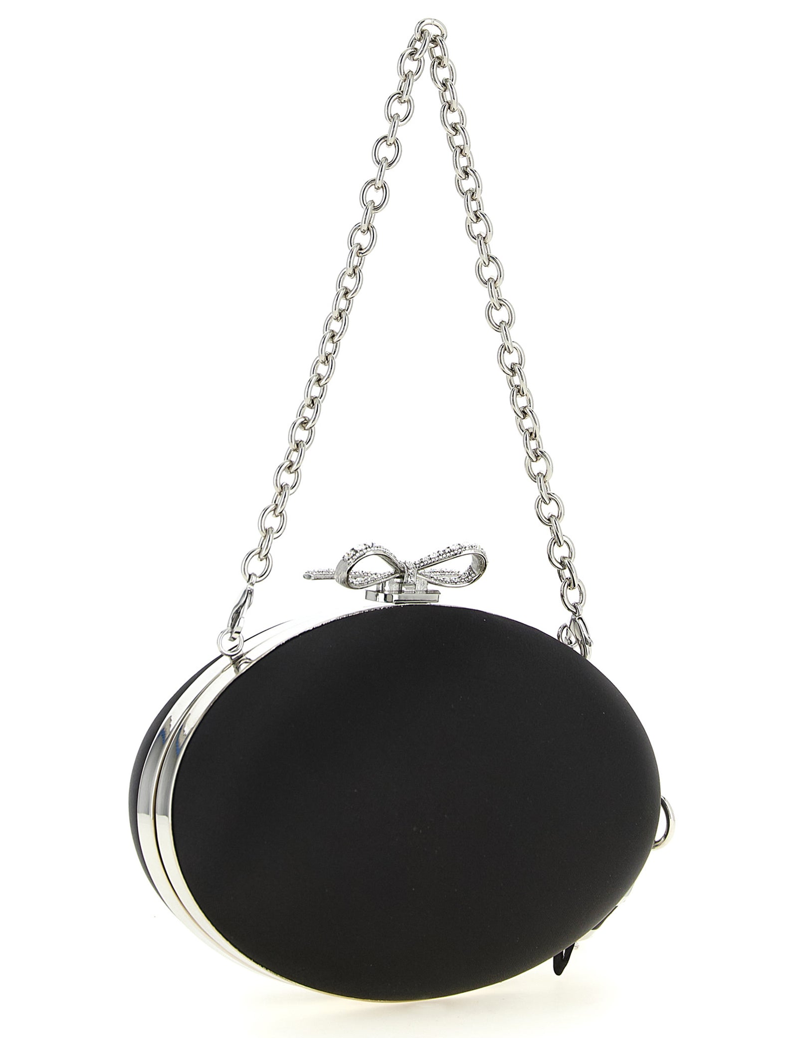 Self-Portrait Black Satin Clutch Bag