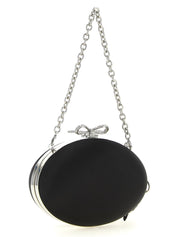 Self-Portrait Black Satin Clutch Bag