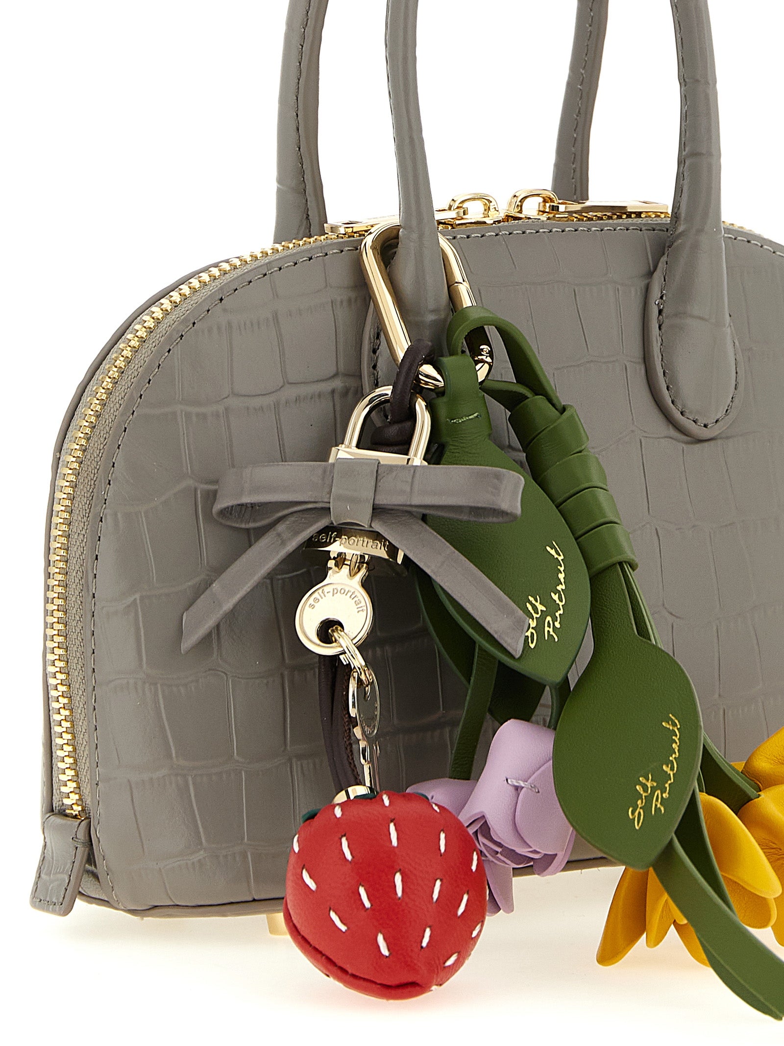 Self-Portrait Gray Leather Handbag