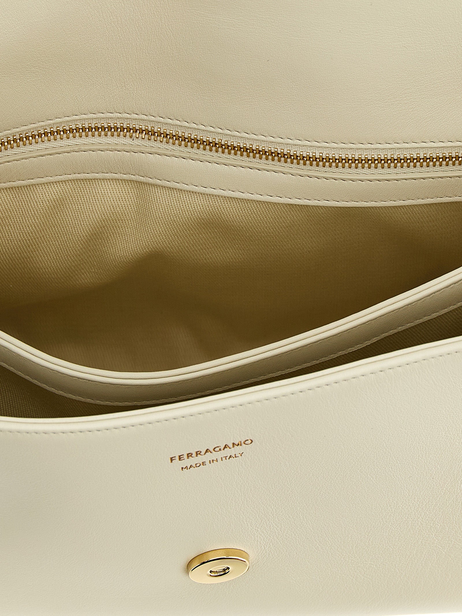 Ferragamo White Calfskin Shoulder Bag
