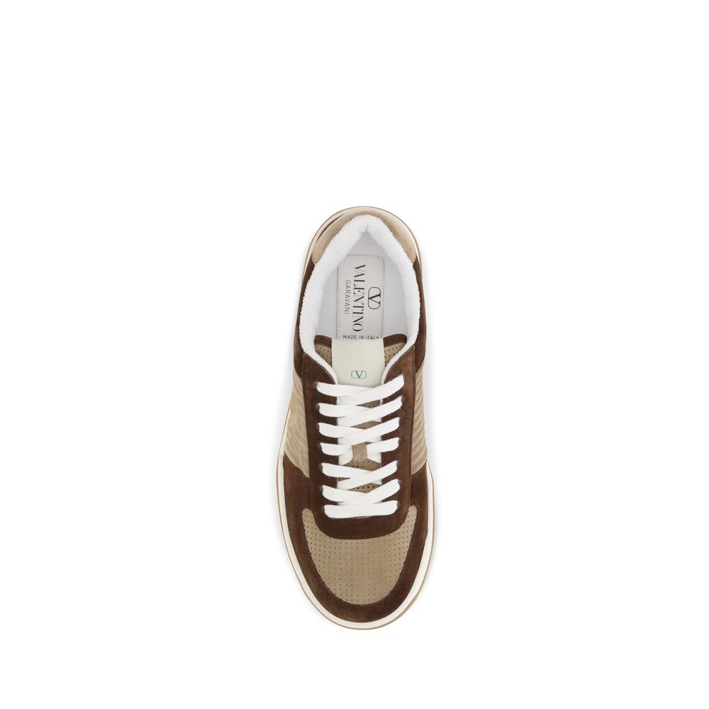 Valentino Garavani Brown Napa Leather Low Top Sneakers