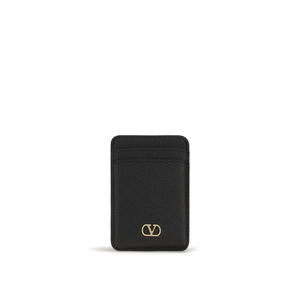 Valentino Garavani Black Calf Leather Card Holder