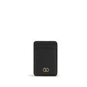 Valentino Garavani Black Calf Leather Card Holder