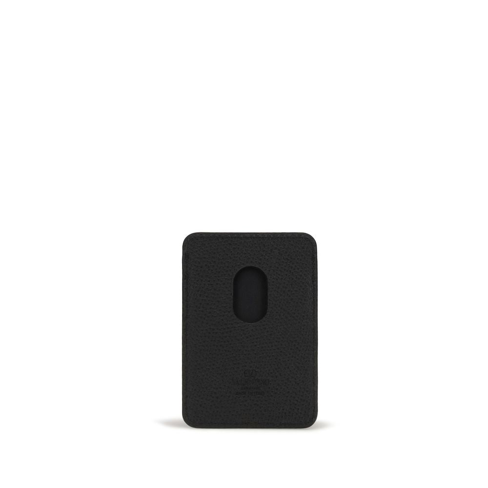 Valentino Garavani Black Calf Leather Card Holder