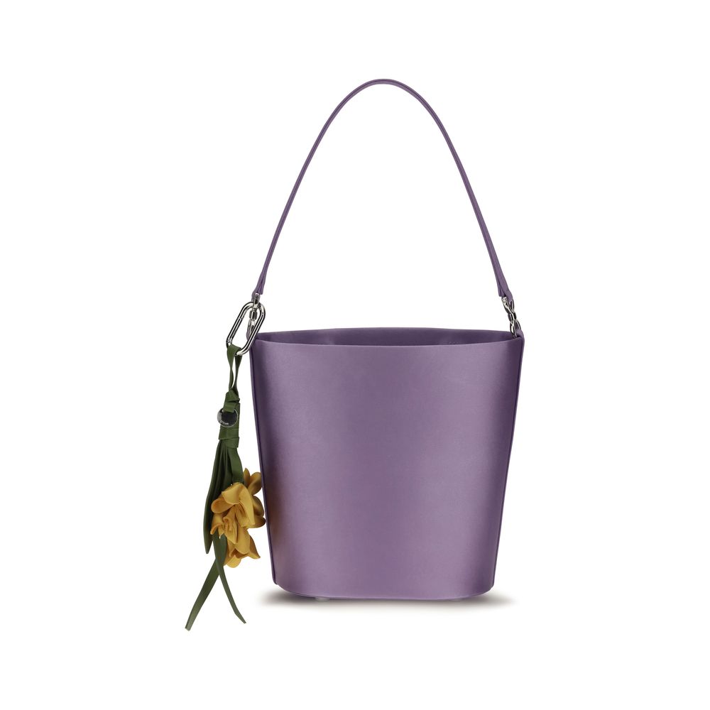 Self-Portrait Purple Satin Bucket Bag
