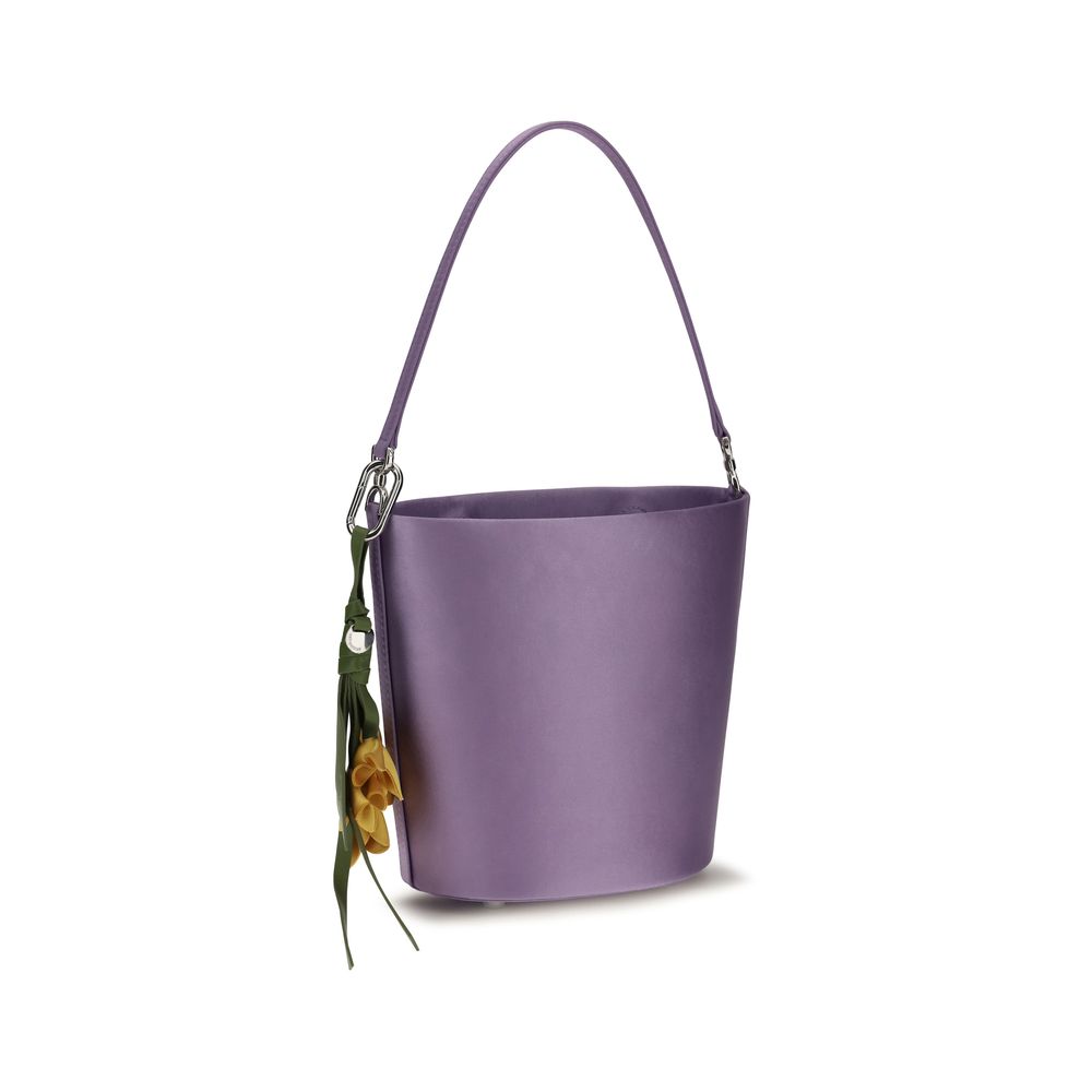 Self-Portrait Purple Satin Bucket Bag