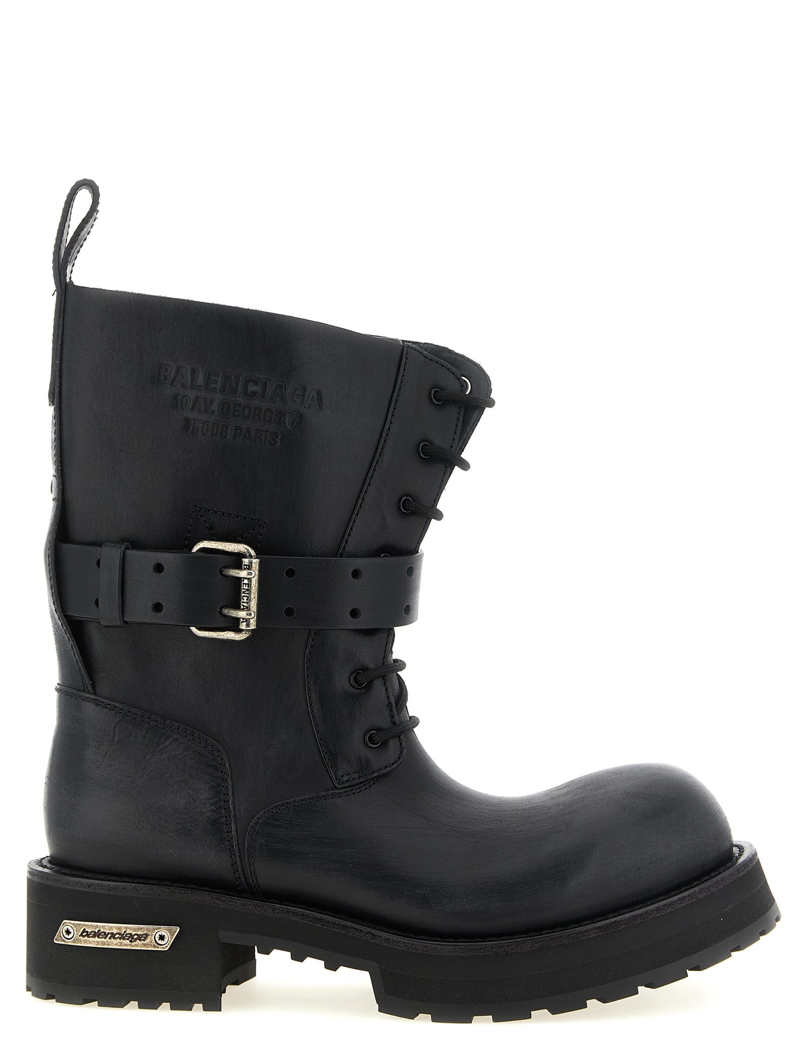 Balenciaga Black Calfskin Leather Ankle Boots