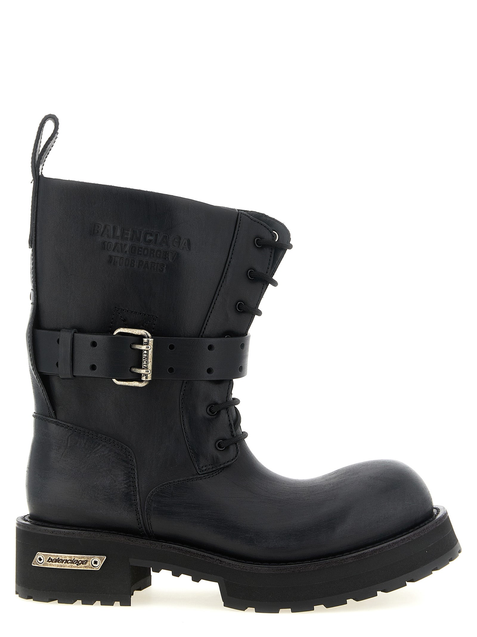 Balenciaga Black Calfskin Leather Ankle Boots