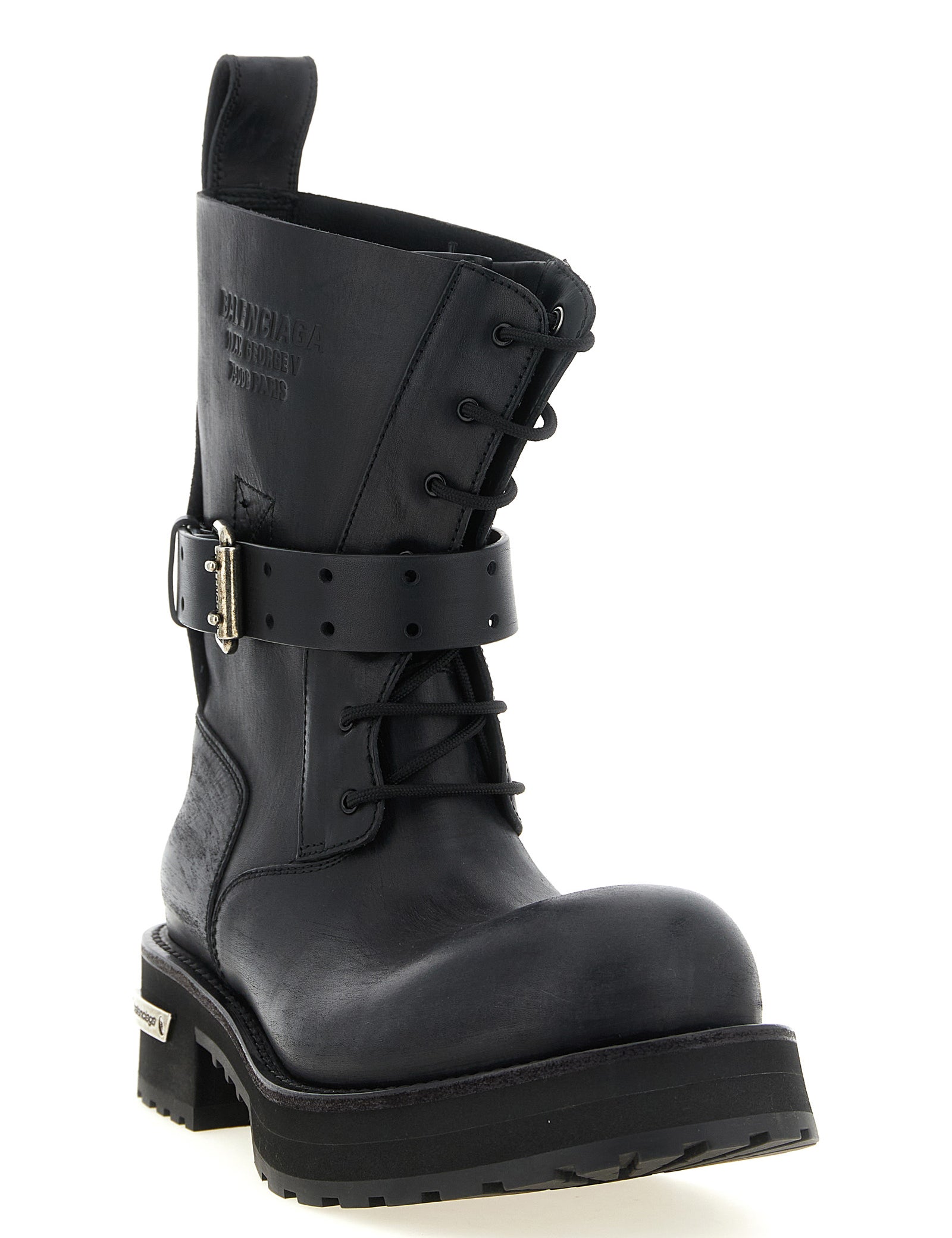 Balenciaga Black Calfskin Leather Ankle Boots