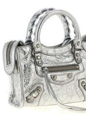Balenciaga Silver Lamb Leather Crossbody Bag