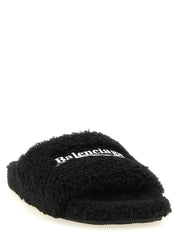 Balenciaga Black Polyester Slides