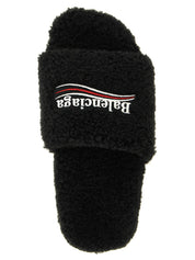Balenciaga Black Polyester Slides