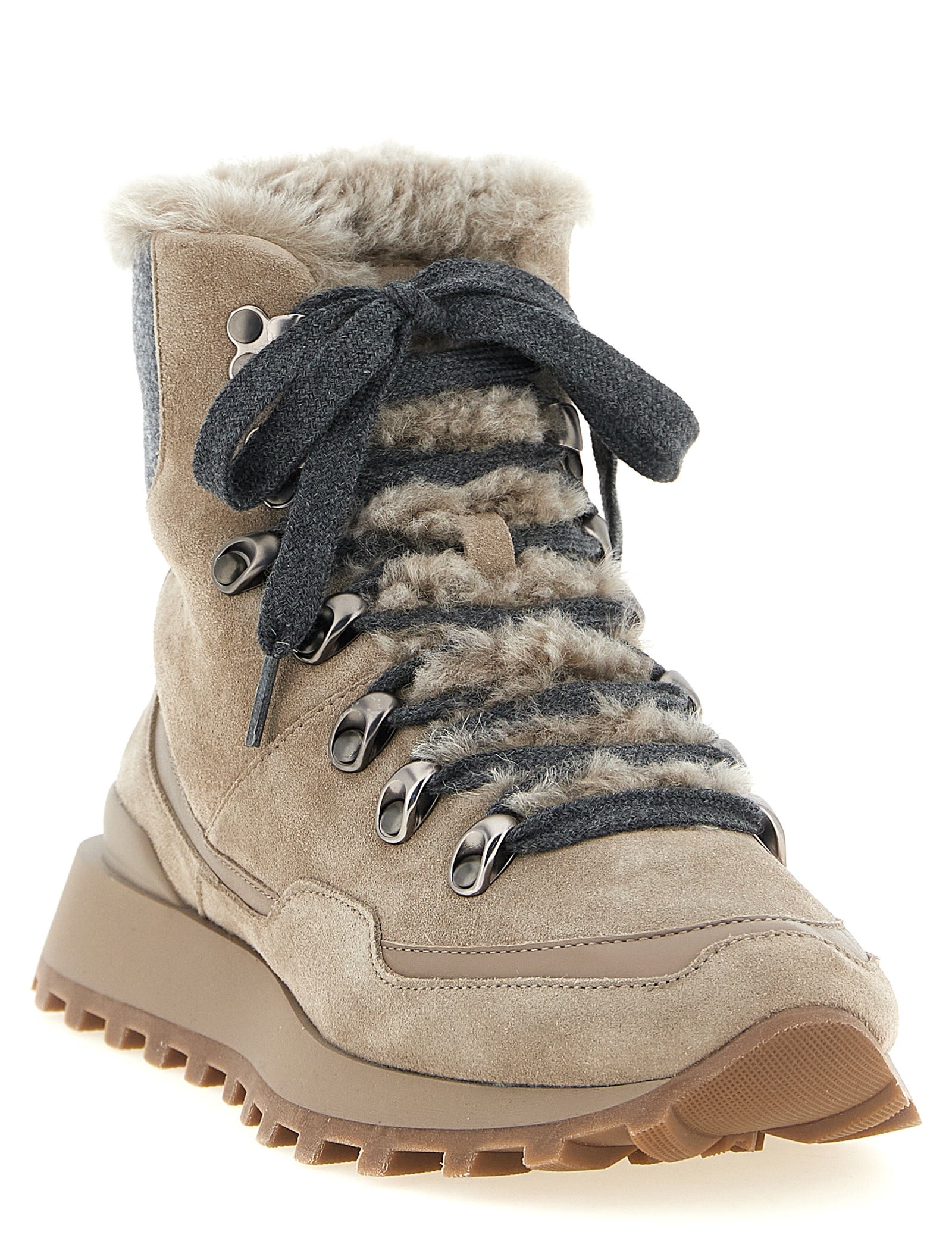 Brunello Cucinelli Beige Calfskin Ankle Boots
