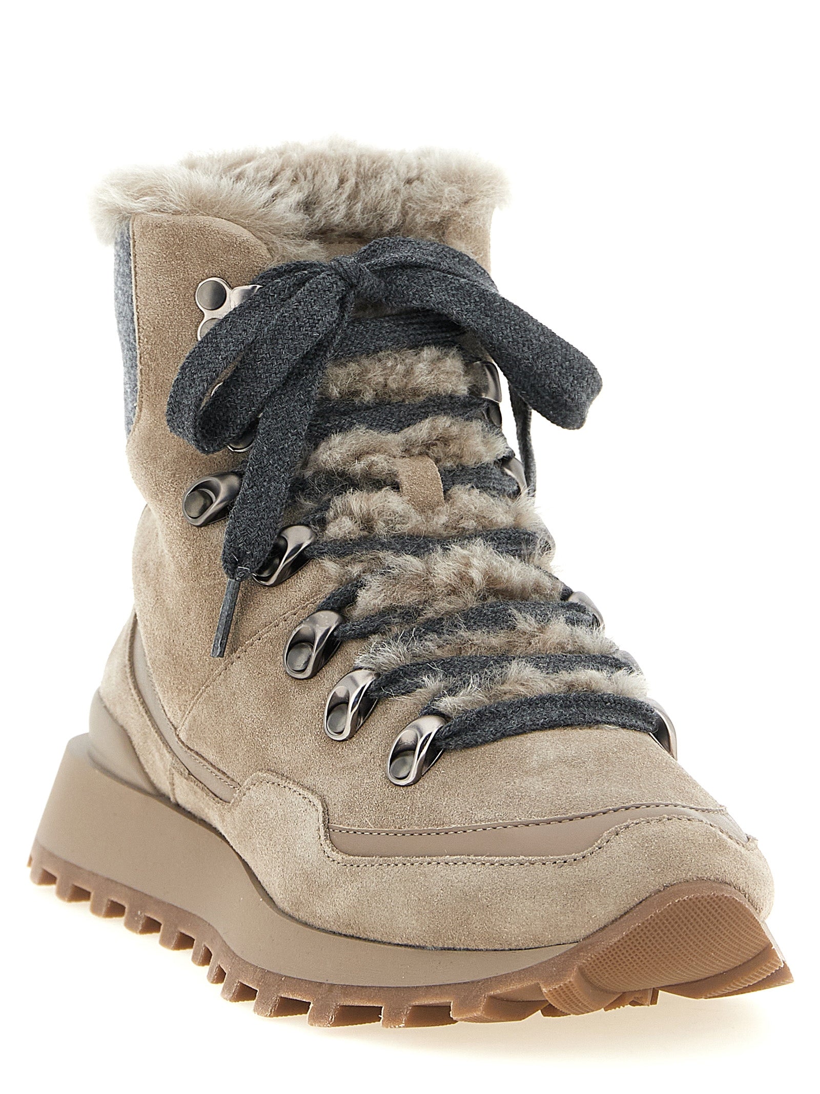 Brunello Cucinelli Beige Calfskin Ankle Boots