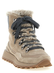 Brunello Cucinelli Beige Calfskin Ankle Boots