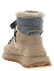 Brunello Cucinelli Beige Calfskin Ankle Boots