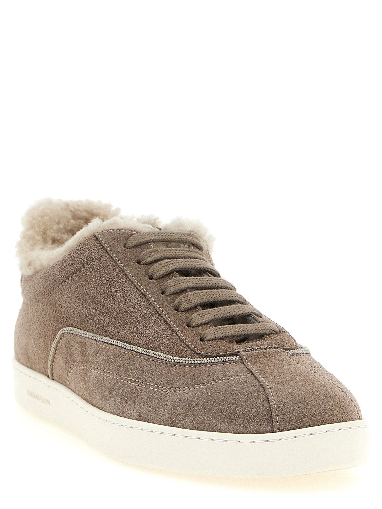Fabiana Filippi Dove Gray Suede Low Top Sneakers
