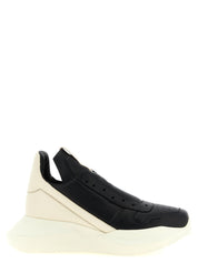 Rick Owens White/Black Calfskin Sneakers
