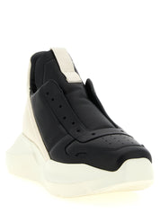 Rick Owens White/Black Calfskin Sneakers