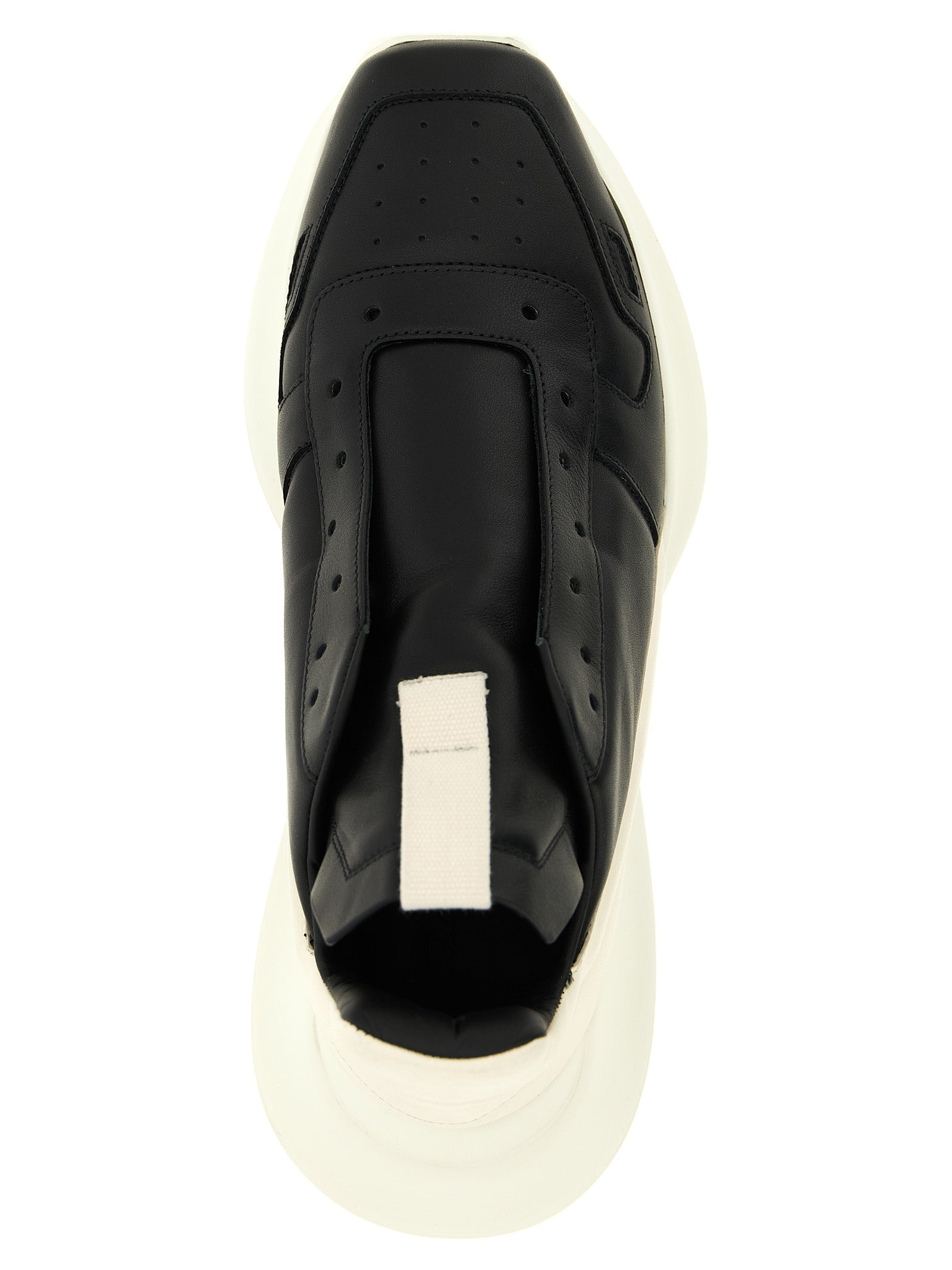 Rick Owens White/Black Calfskin Sneakers