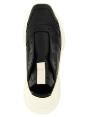 Rick Owens White/Black Calfskin Sneakers
