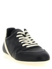 Rick Owens White/Black Calfskin Low Top Sneakers