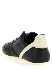 Rick Owens White/Black Calfskin Low Top Sneakers