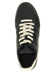 Rick Owens White/Black Calfskin Low Top Sneakers