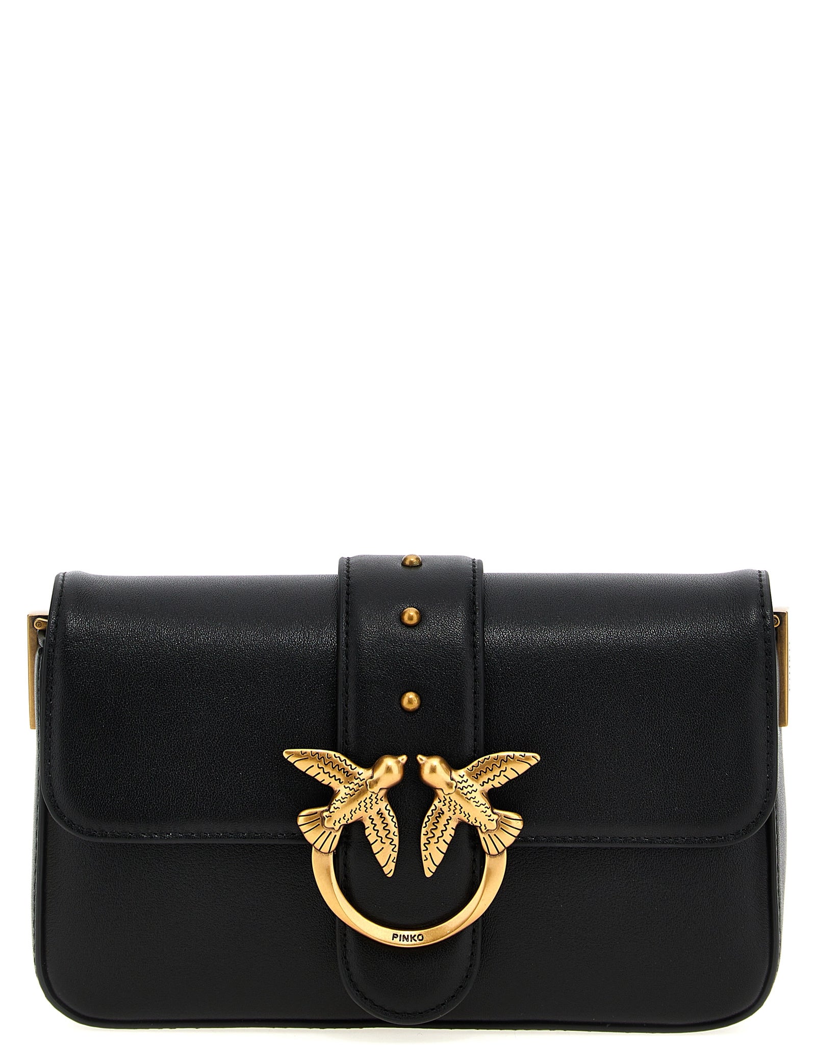 PINKO Black Calfskin Shoulder Bag