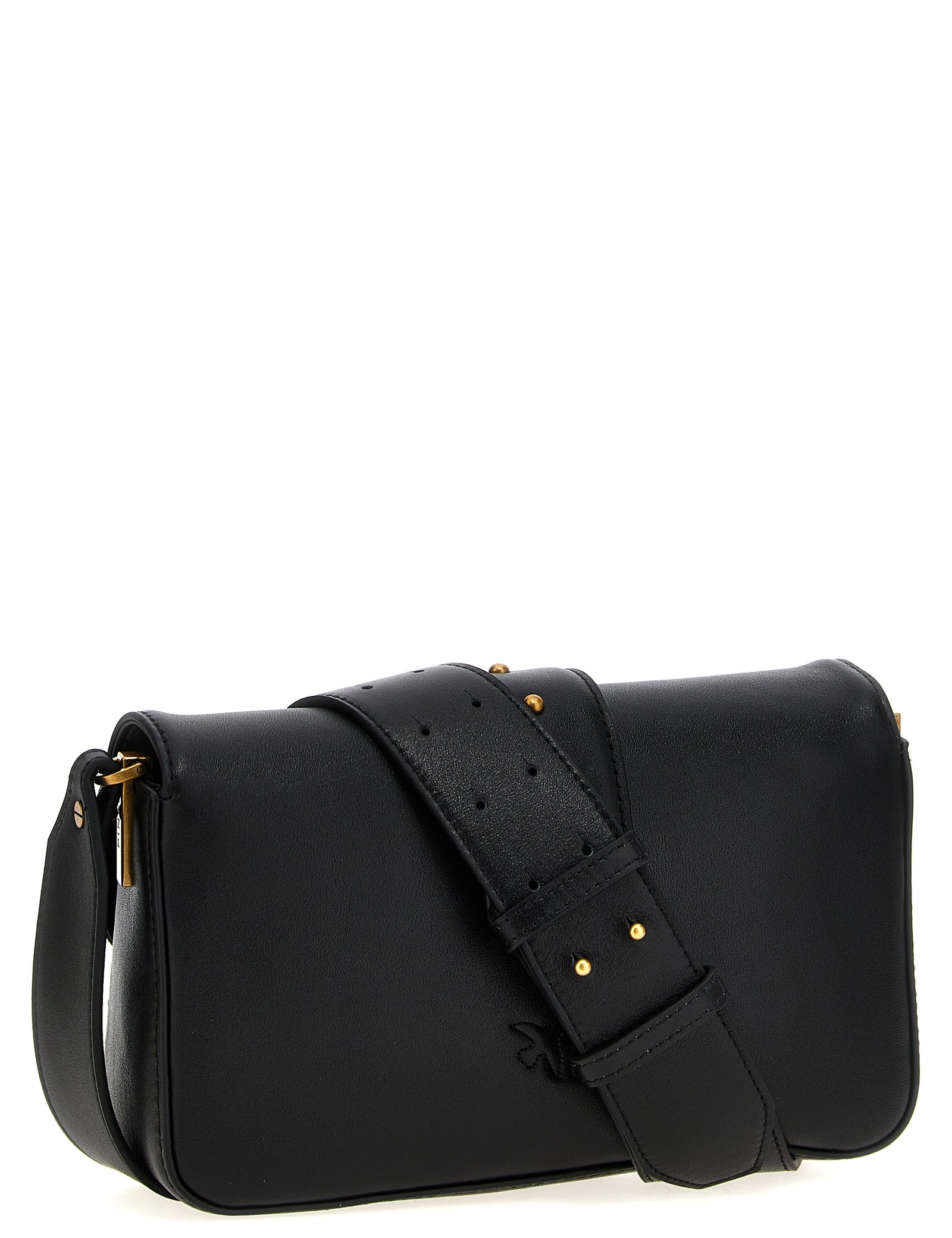 PINKO Black Calfskin Shoulder Bag