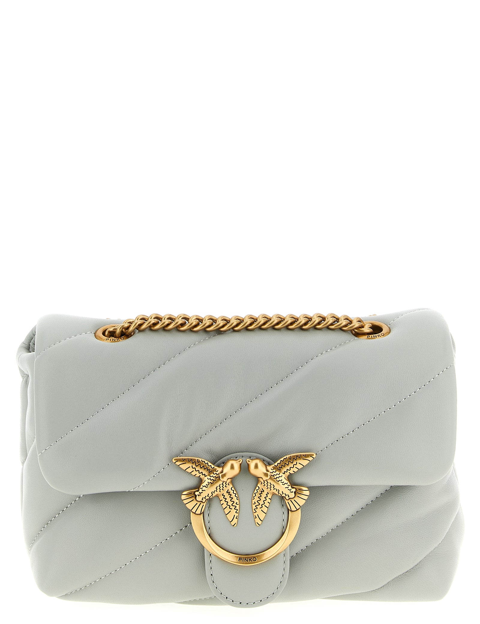 PINKO Gray Lamb Fur Crossbody Bag
