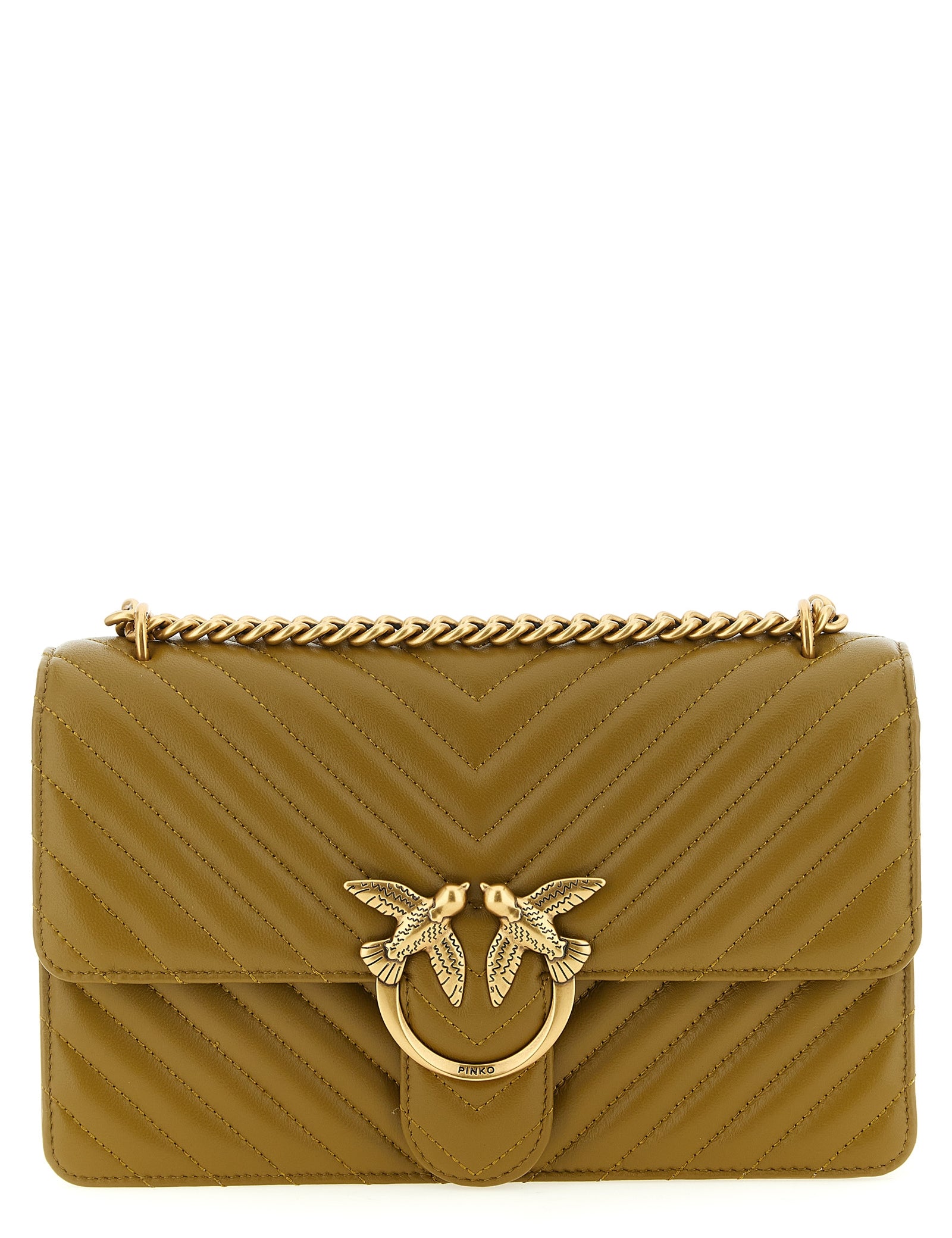 PINKO Green Sheepskin leather Crossbody Bag