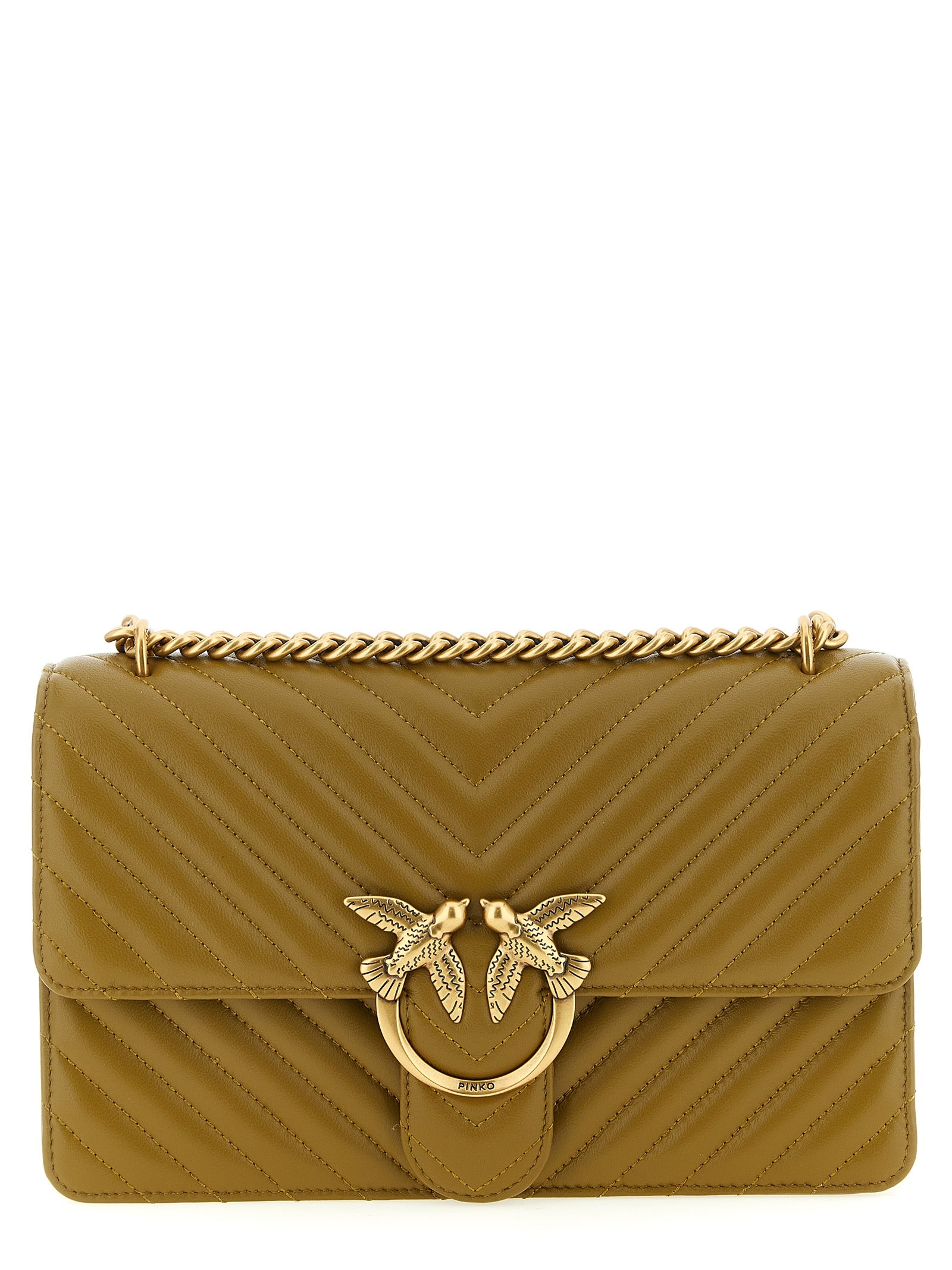 PINKO Green Sheepskin leather Crossbody Bag