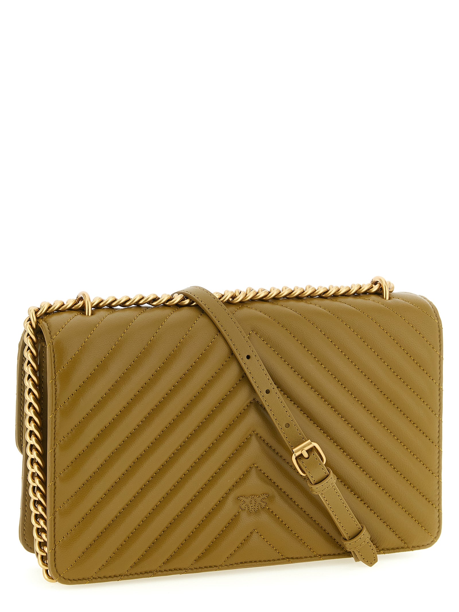 PINKO Green Sheepskin leather Crossbody Bag