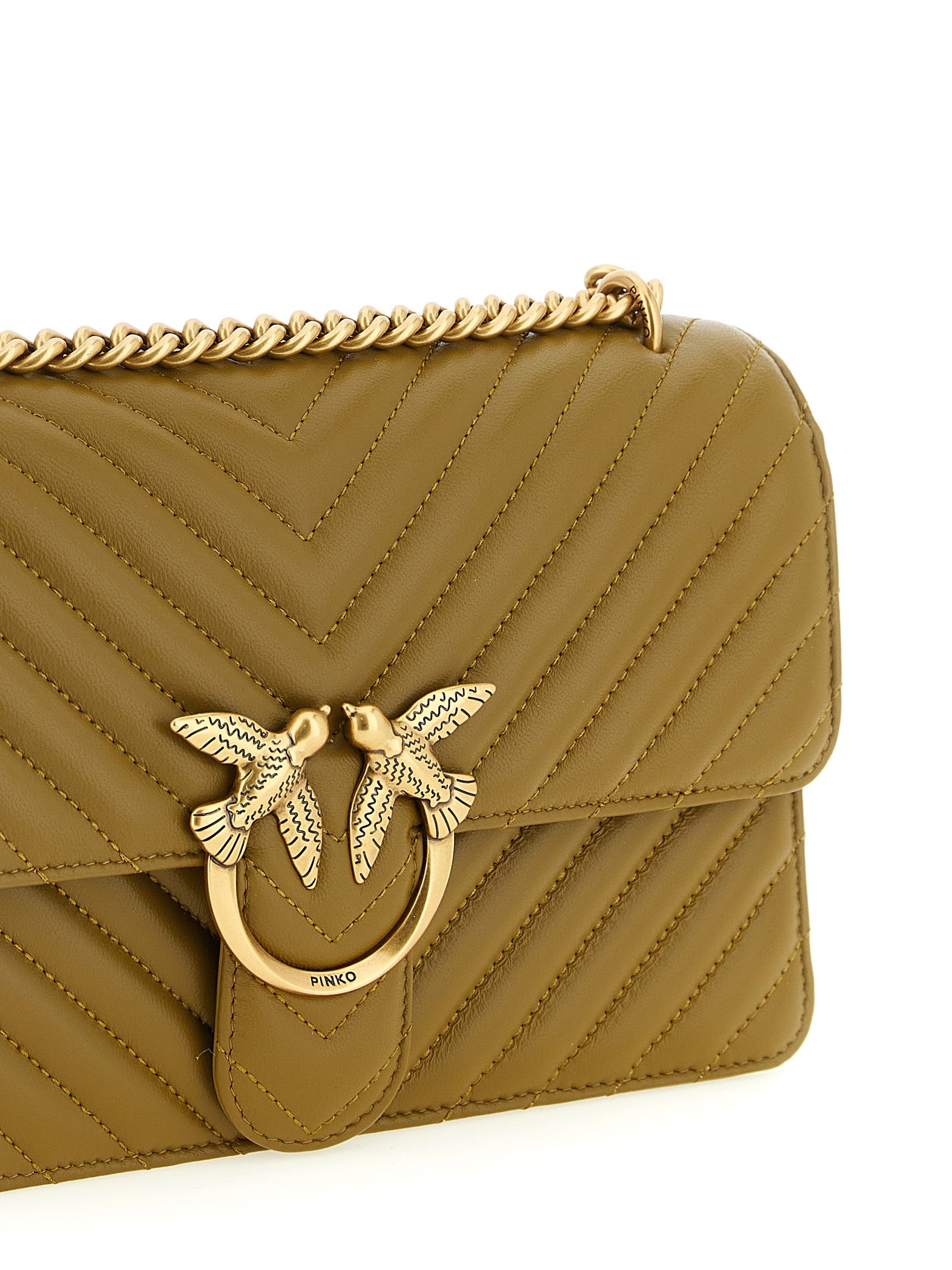 PINKO Green Sheepskin leather Crossbody Bag