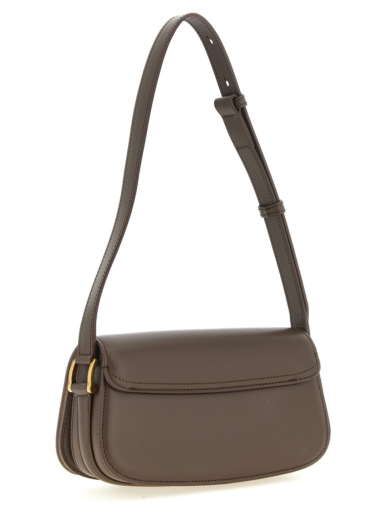Ami Paris Brown Cow Leather Shoulder Bag