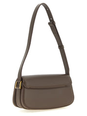 Ami Paris Brown Cow Leather Shoulder Bag