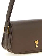 Ami Paris Brown Cow Leather Shoulder Bag