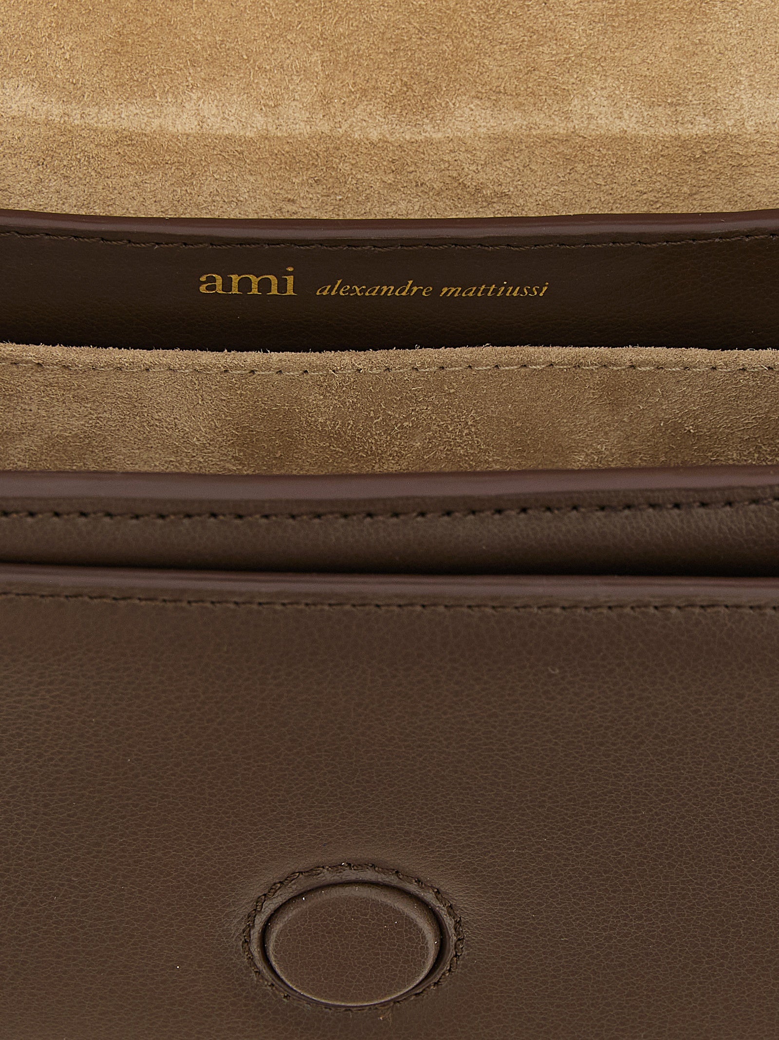 Ami Paris Brown Cow Leather Shoulder Bag