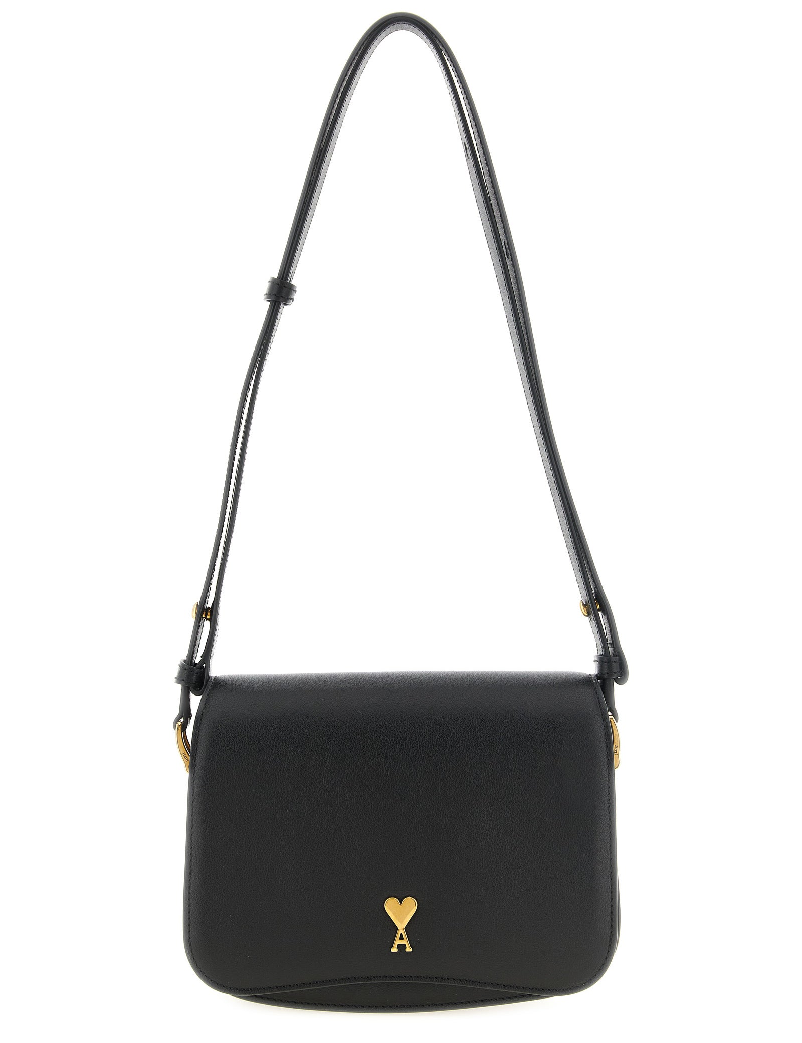 Ami Paris Black Calf Leather Crossbody Bag