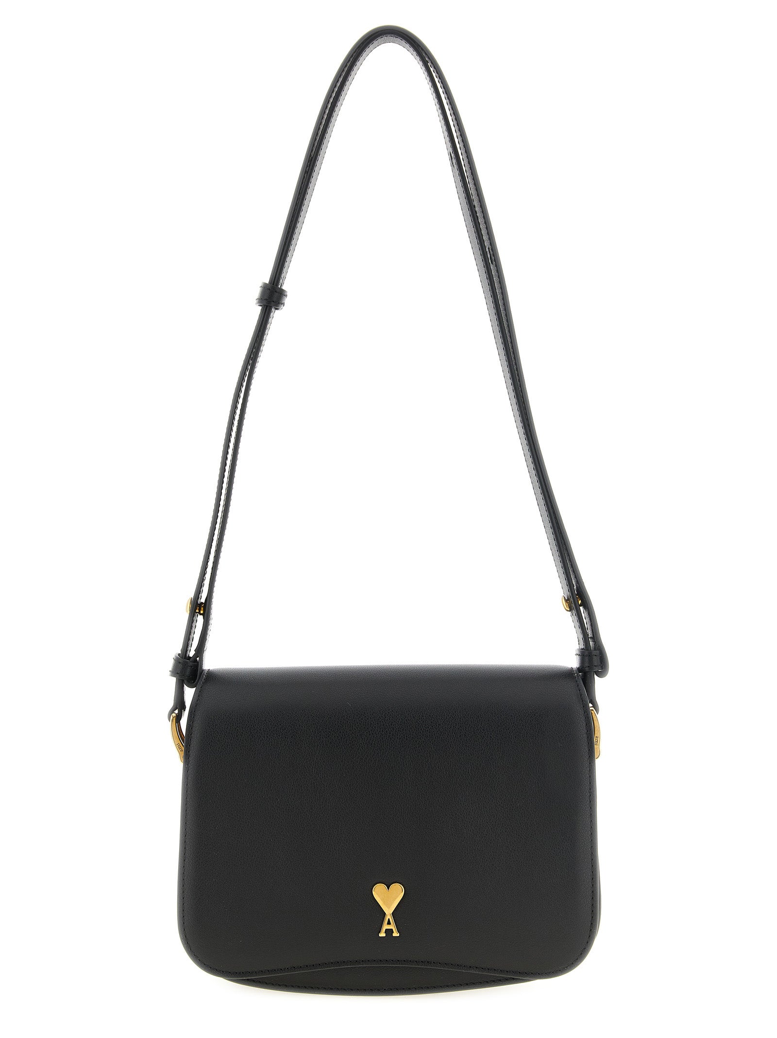 Ami Paris Black Calf Leather Crossbody Bag