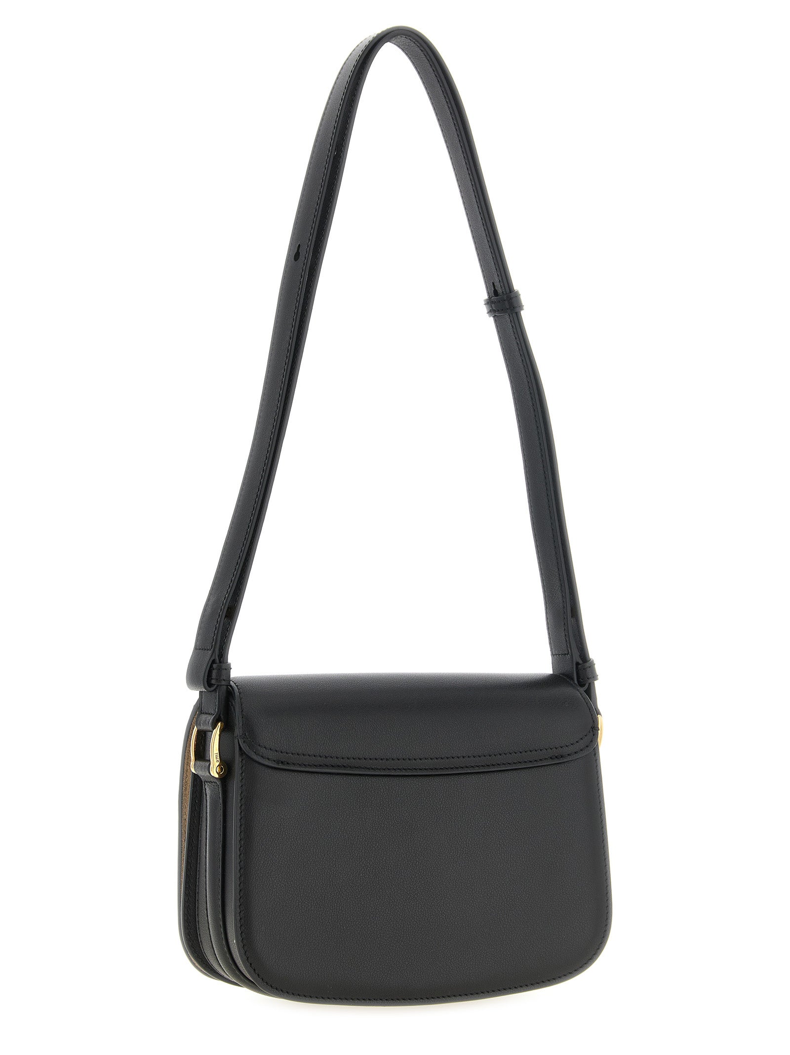 Ami Paris Black Calf Leather Crossbody Bag