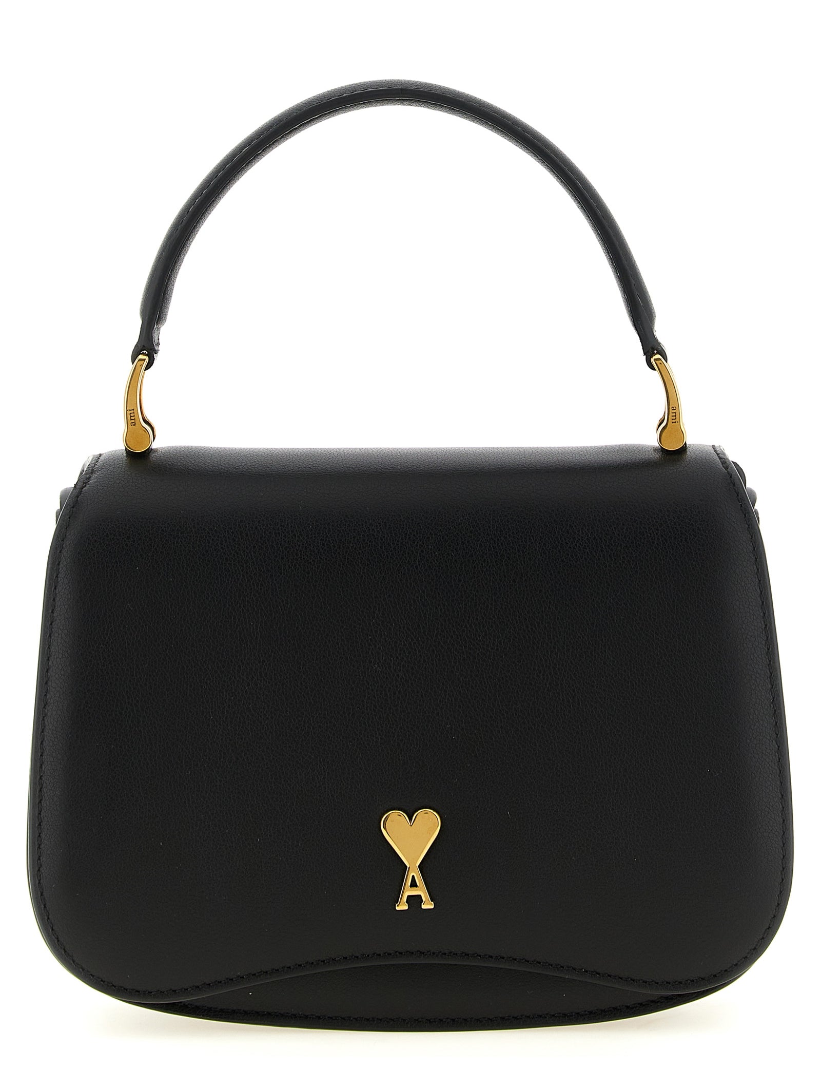 Ami Paris Black Cow Leather Handbag