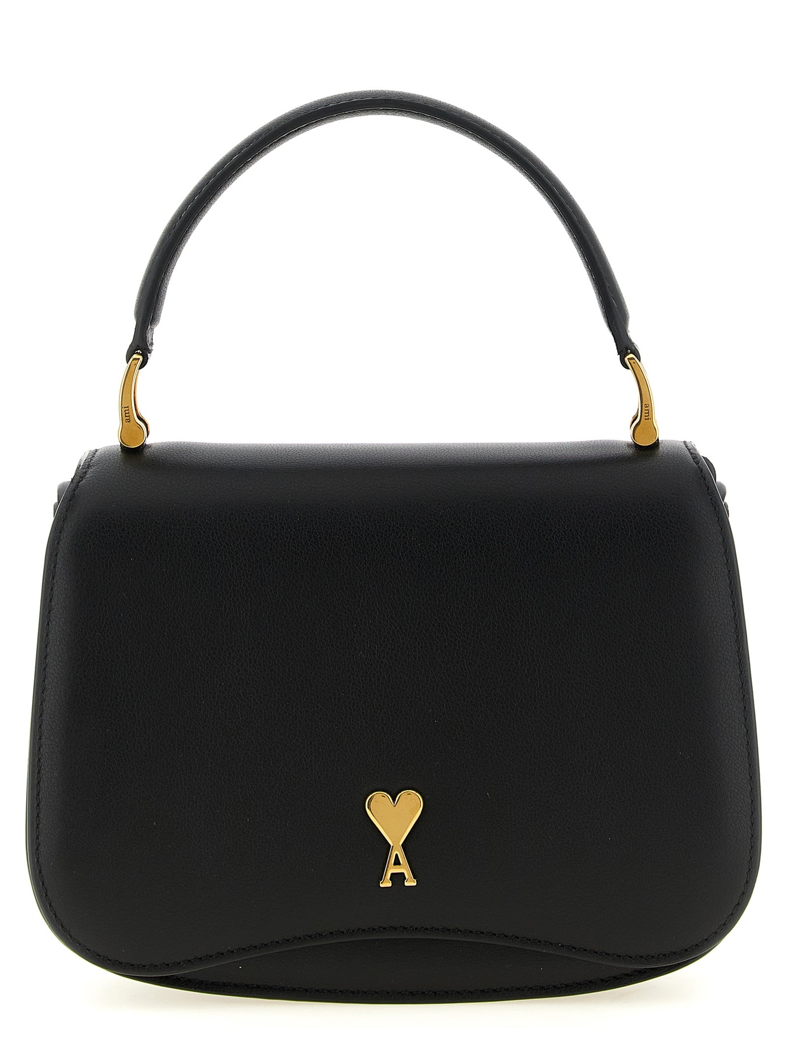 Ami Paris Black Cow Leather Handbag