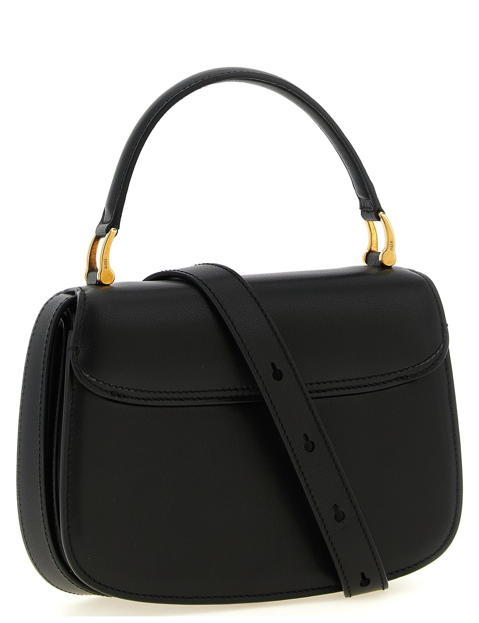Ami Paris Black Cow Leather Handbag