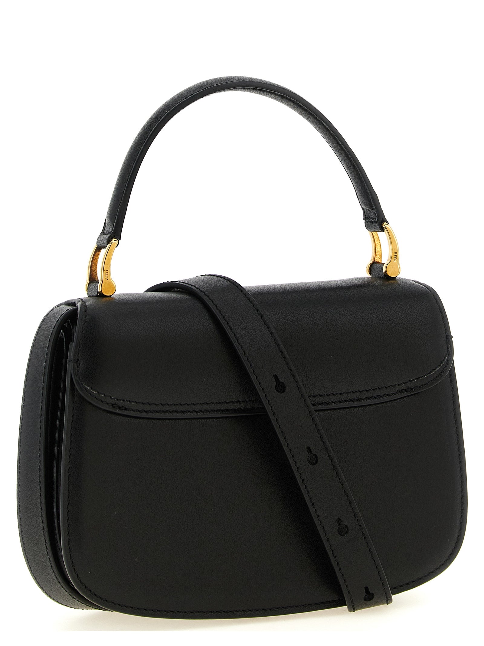 Ami Paris Black Cow Leather Handbag