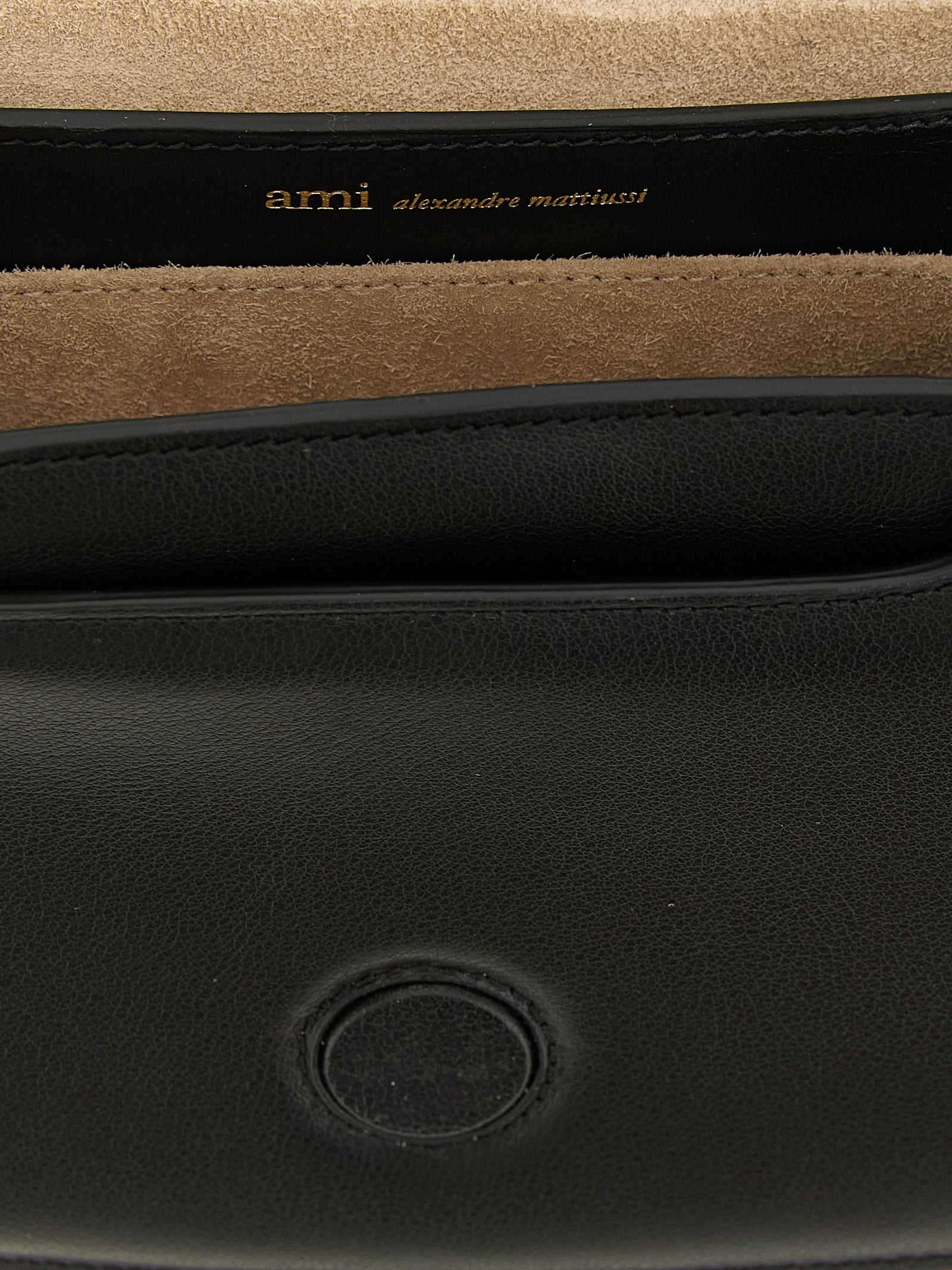 Ami Paris Black Calf Leather Crossbody Bag