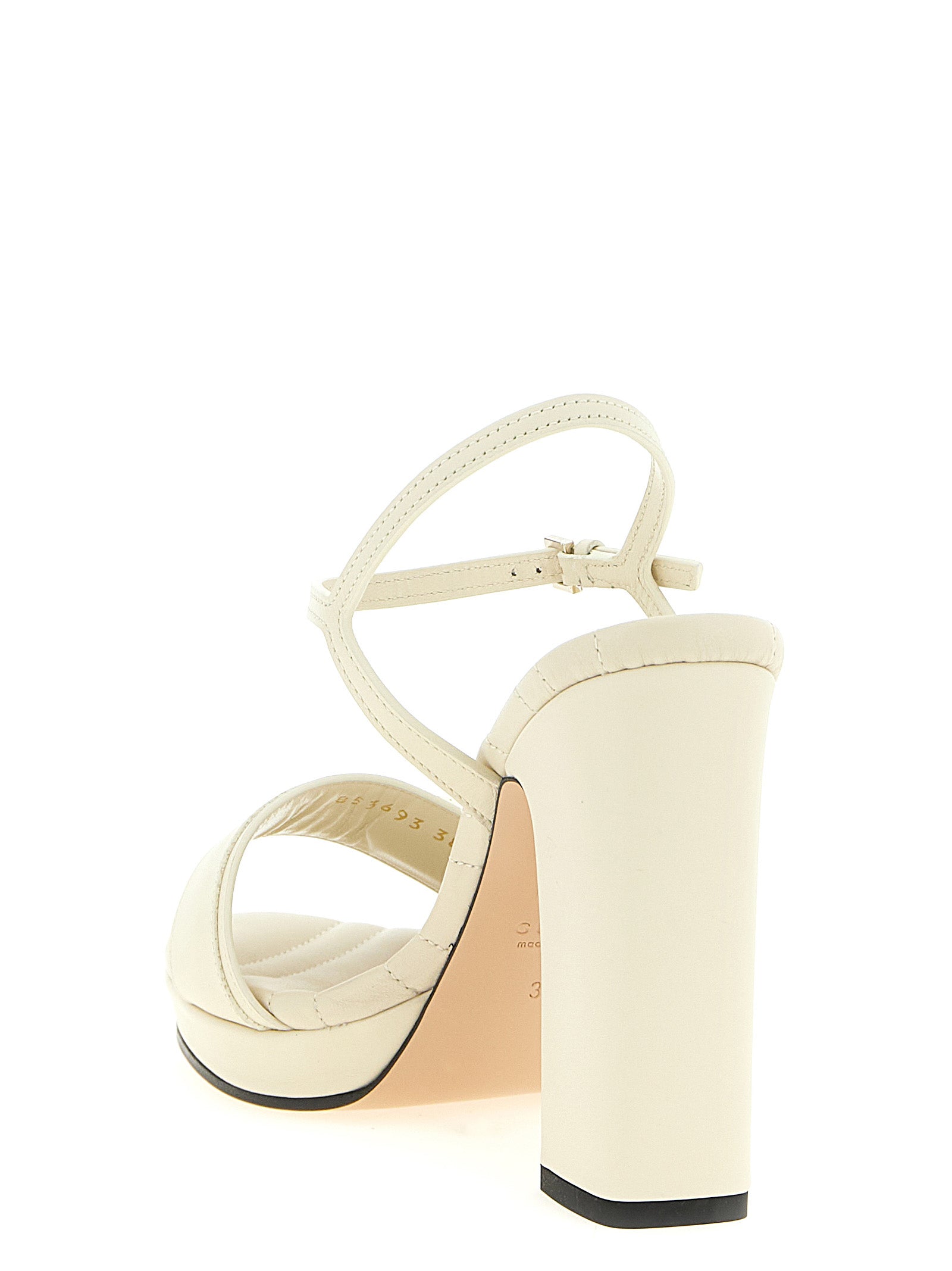 Gucci White Calfskin Leather Sandals